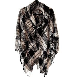 APT. 9 NWT Black/Grey Poncho Sweater One Size‎